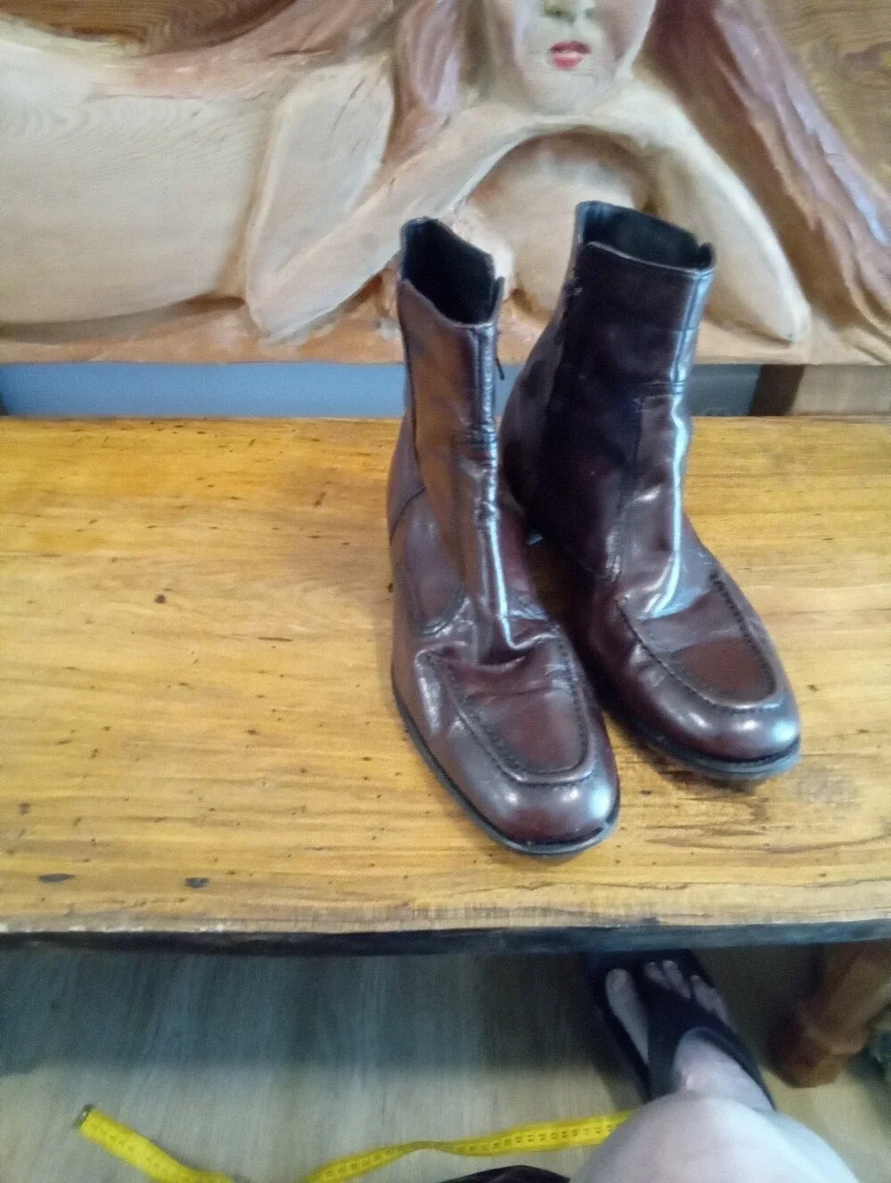 Vintage Unisex Florsheim Sz 10D Essex MocToe Stich Border Black Cherry Leather